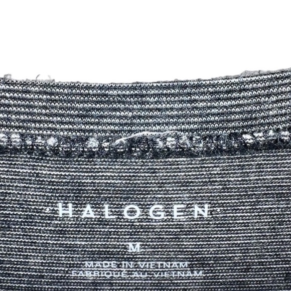 Halogen Long Sleeve Shirttail Hem Black with white stripes, looks grey. Medium - Picture 3 of 8